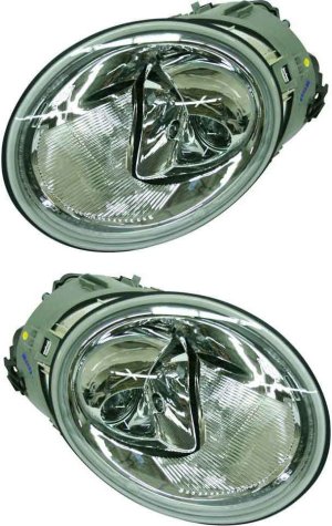 Headlight Assembly Pair/Set for 2002-2004 Beetle Turbo S Model, Halogen, Right (Passenger) and Left (Driver) Side, Replacement