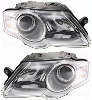 Headlight Assembly for Volkswagen Passat, 2006-2010, Halogen, Right (Passenger) and Left (Driver) Replacement Set