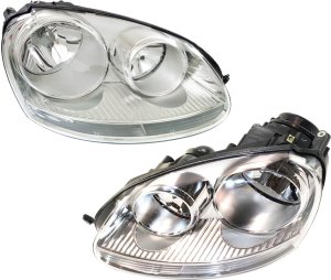 Headlight Assembly for 2005-2006 Volkswagen Jetta 2.5/TDI Model, Halogen, Right (Passenger) and Left (Driver), Replacement Pair/Set