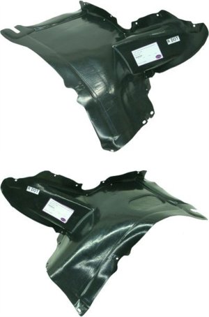 Front Fender Liner Pair/Set for Volkswagen Rabbit 2006-2009, Right (Passenger) and Left (Driver) Front Section, Vacuum Formed Plastic, Replacement