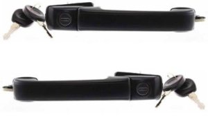 Front Exterior Door Handle Pair/Set for 1993-1999 Volkswagen Golf: Right (Passenger) and Left (Driver), Textured Black with Keyhole, Includes Keys, Pair/Set of 2, Replacement