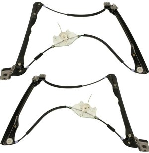 Front Window Regulator for Volkswagen Golf 1999-2006, Jetta 1999-2005, Right (Passenger) and Left (Driver), Power Operated, Without Motor, Replacement Pair/Set