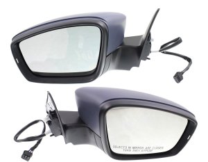 Mirror Pair/Set for Volkswagen Beetle 2012-2018, Right (Passenger) & Left (Driver), Power Adjusting, Heated, Paintable, Manual Folding, No Auto-Dimming, No Blind Spot Feature, No Signal Light, No Memory, Non-Towing, Replacement