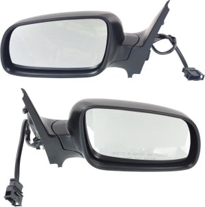 Replacement Mirror Pair/Set for 1999-2006 Volkswagen Golf, Right (Passenger) and Left (Driver), Power, Manual Folding, Heated, Paintable, Clear Glass, Without Memory