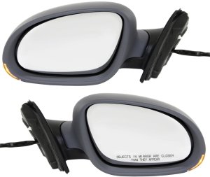 Mirror Pair/Set for Volkswagen Jetta 2005-2010 Sedan, Right (Passenger) and Left (Driver), Power Operated, Manual Folding, Heated, Paintable, with Signal Light, without Puddle Light, Replacement