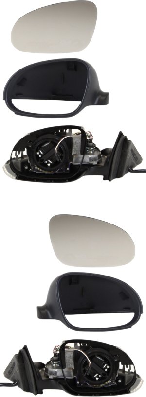 Power Folding Mirror Pair/Set for 2001-2005 Volkswagen Passat, Right (Passenger) & Left (Driver), Heated, With Signal Light, Memory Feature, Paintable Replacement