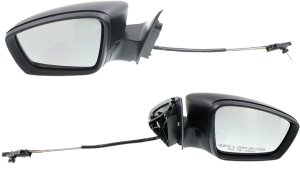 Manual Adjust, Manual Folding Mirror Pair/Set for VW Jetta Sedan/Hybrid (2011-2015), Right (Passenger) and Left (Driver) Side, Non-Heated, Textured Replacement