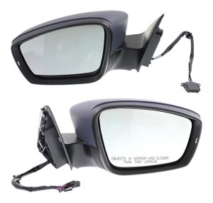 Mirror Pair/Set for Volkswagen Jetta 2011-2018 Sedan/Hybrid, Right (Passenger) and Left (Driver), Power, Heated, Manual Folding, Paintable, with Signal Light, Replacement