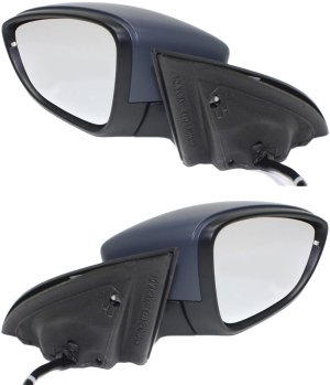 Mirror Pair/Set for 2009-2012 Volkswagen Passat CC, Right (Passenger) and Left (Driver), Power Adjustable, Manual Folding, Heated, Paintable, with Memory, Puddle Light and Signal Light Replacement