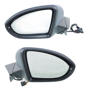 Mirror Pair/Set for Volkswagen Golf/GTI 2015-2021, Right (Passenger) and Left (Driver), Power Function, Manual Folding, Heated, Paintable, with Signal Light - Replacement