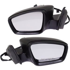 Power Mirror Pair/Set for 2013-2016 Jetta Hybrid Model, Right (Passenger) and Left (Driver), Manual Folding, Heated, Textured with Memory Feature, Replacement