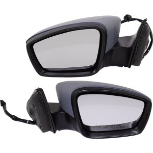 Power, Heated, Manual Folding, Paintable Mirror Pair/Set with Memory for Volkswagen Jetta Hybrid Model, 2013-2016, Right (Passenger) and Left (Driver) Replacement