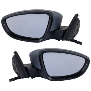 Power Mirror Pair/Set for Volkswagen Jetta 2011-2018, Right (Passenger) and Left (Driver), Manual Folding, Heated, with Memory and Signal Light, without Blind Spot Detection, Paintable Replacement