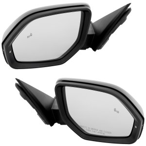 Mirror Pair/Set for 2018-2021 Volkswagen Atlas, Right (Passenger) and Left (Driver), Power Adjusted, Manual Folding, Heated, Paintable, with Blind Spot Detection and Signal Light, Without Auto Dimming and Memory, Direct Replacement