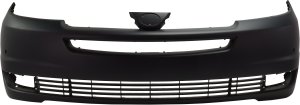 Front Bumper Cover for 2004-2005 Toyota Sienna, Primed (Ready to Paint), with Park Assist Sensor Holes, without Radar Cruise Control, Replacement