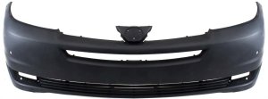 Front Bumper Cover for Toyota Sienna 2004-2005, Primed (Ready to Paint), without Parking Assist Sensor Holes, with Radar Cruise Control, Replacement