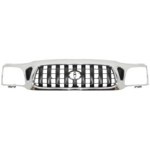 Grille for Toyota Tacoma 2001-2004, Chrome Shell/Painted Dark Gray Insert, without S-Runner Model, 4WD (Four-Wheel Drive), Replacement