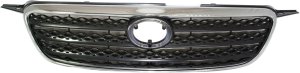 Grille for Toyota Corolla 2005-2008, Chrome Shell with Painted Dark Gray Insert, Replacement