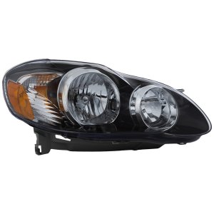 Headlight Assembly for Toyota Corolla 2005-2008, Right (Passenger) Side, Halogen, S (2005-2008)/XRS (2005-2006) Models, Black Interior, Built for USA, Replacement
