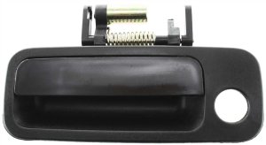 Front Exterior Door Handle for Toyota Camry/Lexus ES300 1997-2001, Left (Driver), Smooth Black with Keyhole, Plastic, USA Built, Replacement