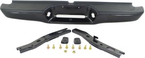 Step Bumper with Face Bar and Pad for 1995-2004 Toyota Tacoma, Features Pad Provision and Mounting Bracket, Painted Black, Suitable for Fleetside, All Cab Types, Replacement