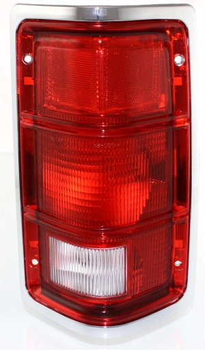Tail Light for Dodge Dakota 1987-1996, Right (Passenger) Side, Includes Lens and Housing, with Chrome Outer Trim, without Chrome Inner Stripes, Replacement