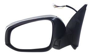 Power Mirror for Toyota Tacoma 2016-2023, Left (Driver) Side, Manual Folding, Heated, Chrome, with Signal Light, without Blind Spot Detection, Replacement