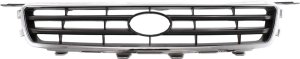 Grille for Toyota Camry 2000 - 2001, Chrome Shell with Painted Silver-Black Insert, Replacement