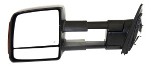Towing Mirror for Toyota Tundra 2007-2021, Left (Driver), Power Operated, Manual Folding, Heated, Textured Finish, with Signal Light, Replacement