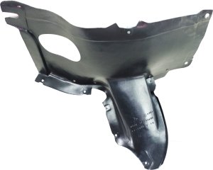 Front Fender Liner for Volkswagen GTI 2006-2009, Left (Driver) Front Section, 6 Speed, Plastic, Vacuum Form, Replacement