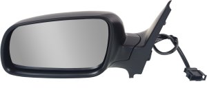 Power Mirror for Volkswagen Golf 1999-2006, Left (Driver), Manual Folding, Heated, Paintable, Without Memory, Clear Glass, Replacement