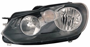 Left (Driver) Headlight Assembly for 2010 - 2014 Volkswagen GTI, Front Headlight Assembly Replacement Housing / Lens / Cover, Hella Brand, Composite; 5K0941005C, Replacement