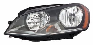 Left (Driver) Headlight Assembly for 2015-2020 Volkswagen GTI, Front Headlight Assembly Replacement Housing, Lens, Cover - Halogen, Composite,  5G0941005C till 6-29-14, Replacement