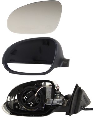 Power Mirror for Volkswagen Passat 2001-2005, Left (Driver), Power Folding, Heated, Paintable, with Signal Light, with Memory, Replacement