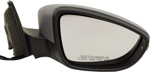 Power Mirror for Volkswagen Jetta GLI Model 2011-2018, Right (Passenger), Manual Folding, Heated, Paintable, with Signal Light, without Memory, Replacement