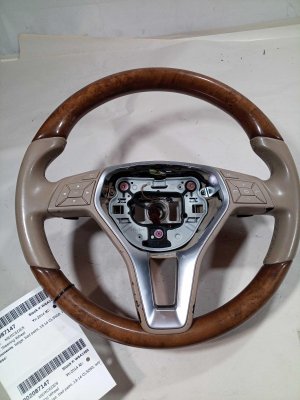 2011-2016 Mercedes-Benz E250 Beige Leather and Wood Steering Wheel with Controls (Used OEM)