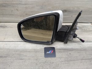  BMW X5 m White Left Side View Mirror Assembly with Power Folding and Top View Camera (Used OEM)