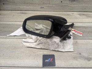2014-2021 BMW M2 Black Left Side View Mirror Assembly with Auto Dip and High Gloss Shadow Line (Used OEM)