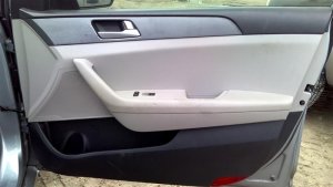 2015-2017 Hyundai Sonata Black Door Interior Trim Panel with Power Windows and Locks - Front, Right (Passenger) (Used OEM)