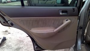 2001-2005 Honda Civic Beige Door Interior Trim Panel with Power Windows - Rear, Left (Driver) (Used OEM)