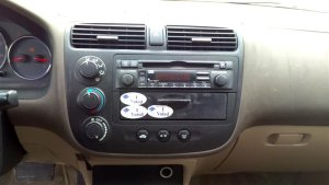 2001-2005 Honda Civic Black Radio and Speedometer Instrument Panel Bezel (Used OEM)