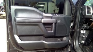 2015-2020 Ford F-150 Black Door Interior Trim Panel with Power Windows and Locks - Front, Left (Driver) (Used OEM)