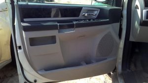2008-2010 Dodge Grand Caravan Black Door Interior Trim Panel with Power Windows and Locks - Front, Left (Driver) (Used OEM)