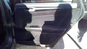 2013-2016 Ford Fusion Black Door Interior Trim Panel with Power Windows and Locks - Rear, Right (Passenger) (Used OEM)