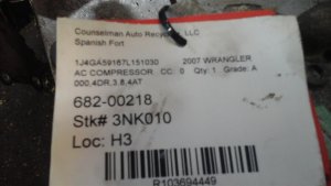 2007-2011 Jeep Wrangler A/C Compressor (Used OEM)