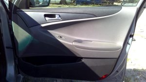 2011-2014 Hyundai Sonata Gray Door Interior Trim Panel with Power Windows and Locks - Front, Right (Passenger) (Used OEM)