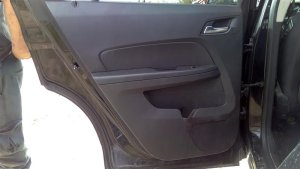 2010-2017 GMC Terrain Black Door Interior Trim Panel with Power Windows and Locks - Rear, Left (Driver) (Used OEM)