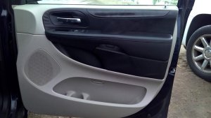 2011-2020 Dodge Grand Caravan Black Door Interior Trim Panel with Power Windows and Locks - Front, Right (Passenger) (Used OEM)