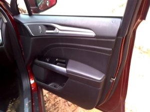 2013-2016 Ford Fusion Black Door Interior Trim Panel with Power Windows and Locks - Front, Right (Passenger) (Used OEM)