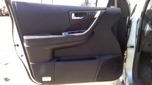 2006-2007 Nissan Murano Black Door Interior Trim Panel with Power Windows and Power Locks - Front, Left (Driver) (Used OEM)